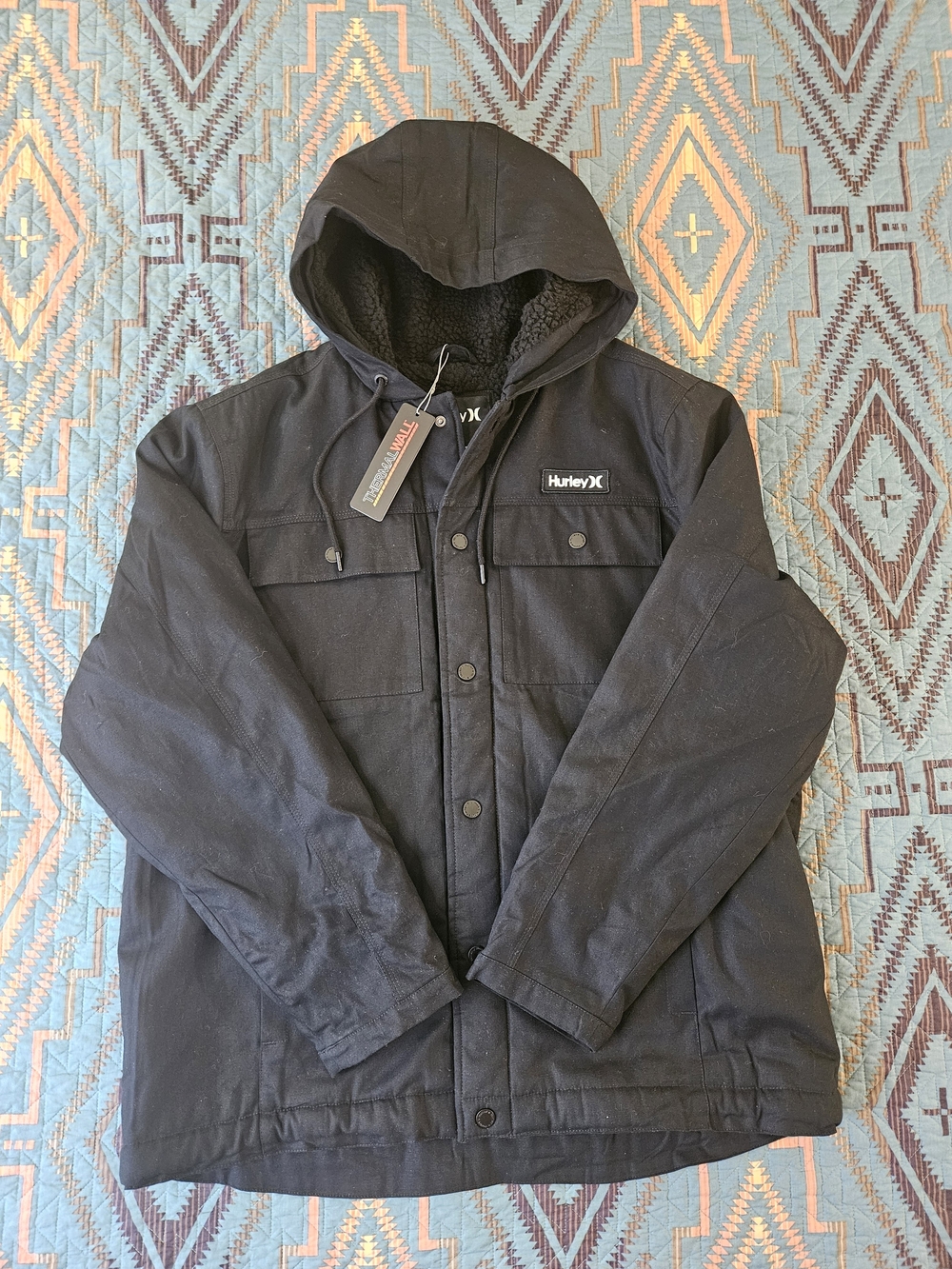 Hurley‎ Men's Black Hooded Charger  Sherpa Lined Jacket